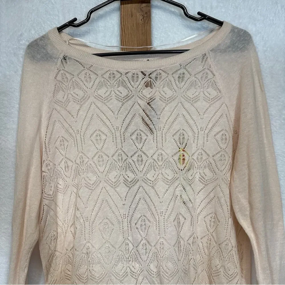 Lauren Conrad Light Pink Lace‎ Dreamer Long Sleeve Sweater Size M